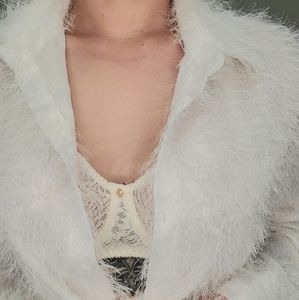 Vintage Vogue Dessous Cream Sheer Lace Bra